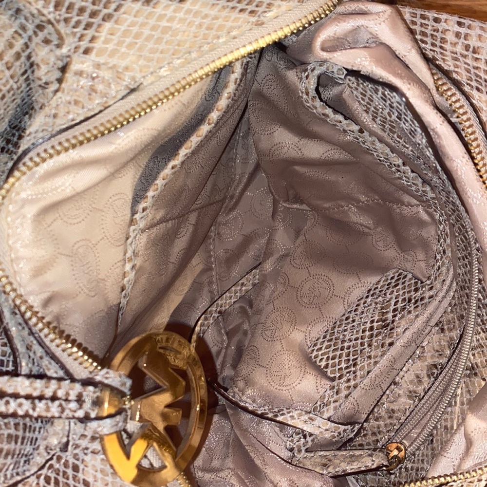 Michael Michael Kors Beige Python Effect Leather … - image 6